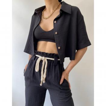 Set di Mussola Nera Olympos con Corda Mai
