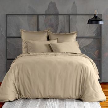 Housse de Couette Satin de Coton Unie 220x240 cm Beige
