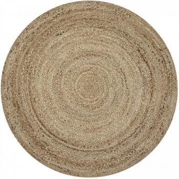 Tapis Rondeur en Jute, Fait Main – Sunny Day, Beige, 150x150 cm
