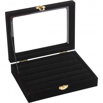 Boîte de rangement pour bijoux avec plateau porte-bijoux, fermeture éclair