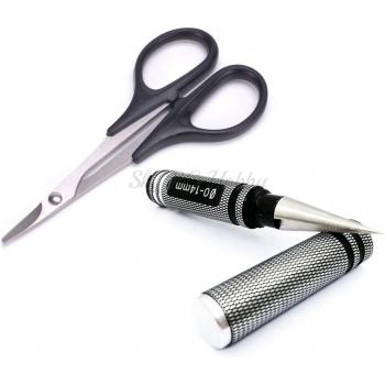 0-14mm Lexan Plastic Hole Puncher Reamer Set with Curved Scissors and Blue Reamer