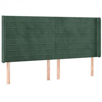 Testiera Velluto Verde Scuro con LED 183x16x118/128 cm