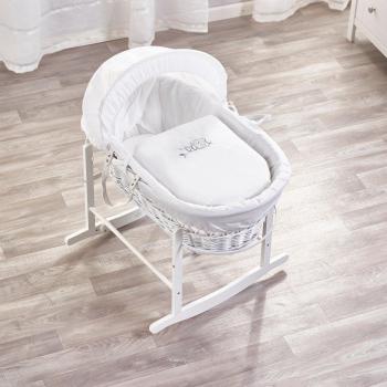 Kinder Valley Sleepy Little Owl White Moses Basket with Rocking Stand