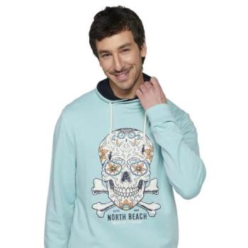 Sudadera de Cuello Alto Ajustable en Color Azul para Hombre