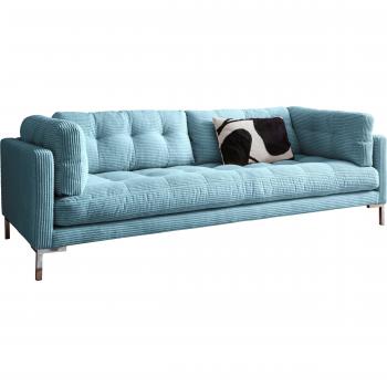 Trends‑Series Landau 3‑Personen Sofa – Blau, Cordstoff, Metallbein