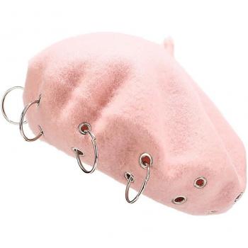 Gorro de Mujer Vintage en Rojo con Anillo Hierro Sólido