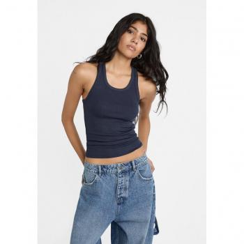 Stradivarius Damen Shirt Marineblau XS
