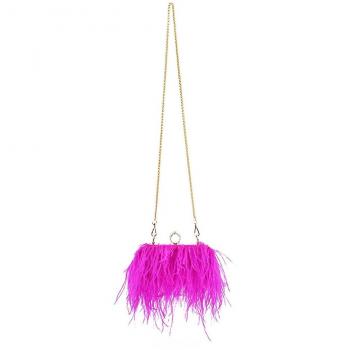 Clutch Pluma Rosa Caliente