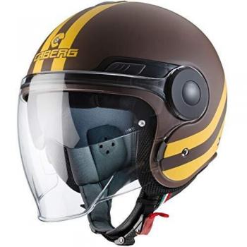 Uptown Caberg 3‑Way Chrono Casco Moto Marrón Mate con Acentos Amarillos