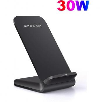 FDGAO Qi QuickCharge Pad 30 W / 20 W / 15 W – Inklusive Halfter, kompatibel mit iPhone & Samsung Galaxy (S10/S20)