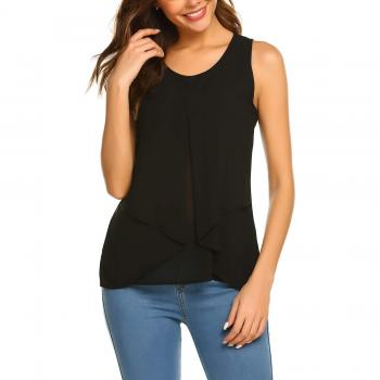 Beyove Damen Sommer Bluse Doppelschicht Loose Fit Hemdbluse