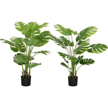 Monstera Chic 120 cm – Coppia di Piante Artificiale con Vaso