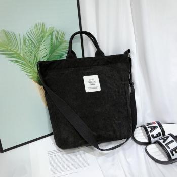 Weibliche Cord Tote Bag, sanfter Stoff, mit Reißverschluss