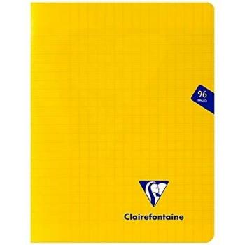 Clairefontaine 343741C Cahier Agrafé Mimesys Jaune 17x22 cm 96 Pages Grands Carreaux Papier Blanc 90 g Couverture Polypro