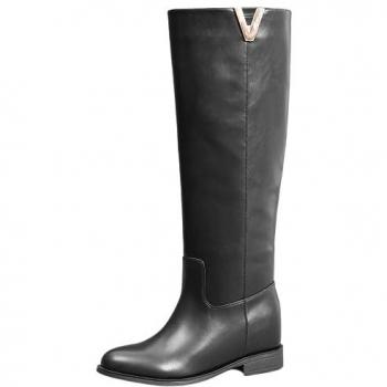 IVACHY Women’s Gold‑Embellished V‑Shaped High Knee Boots, Black – 3