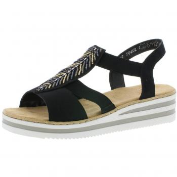 Rieker Sandalette, Sommerschuh, Sandale, Plateauabsatz, mit Zierperlen-Verzierung