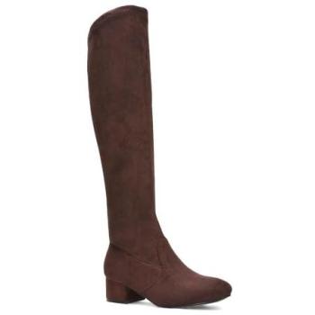 Brown Knee‑High Low Block Boot “June” – XY London, 7″