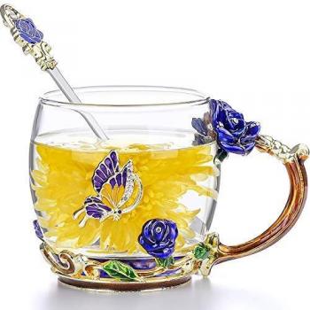 Blumenglas “Valentinstag” – klare, schmetterlingsförmige Tasse 330 ml