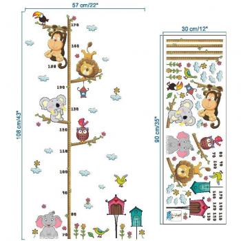 Children's Growth Chart Wall Sticker with Animals