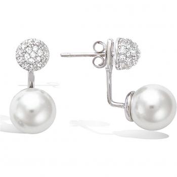 Gioiello Lily [P5035] – Anelli per lobo argento “Sissi” in avorio con effetto rhodiiato – 20×10 mm bianco