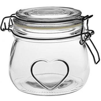 Nicola Spring 500ml Heart-Shaped Airtight Glass Storage Jar with Clear Seal