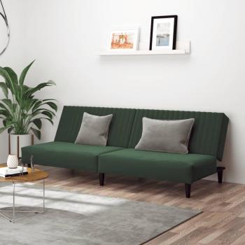 Sofá cama de 2 plazas en terciopelo color verde oscuro