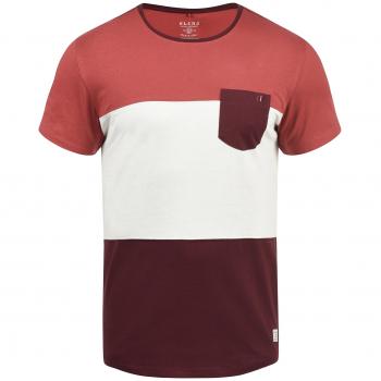 Blend Nemo Herren Shirt mit Kurzarm, Rundhalsausschnitt und Streifenmuster in Wine Red Farbe und Größe XL