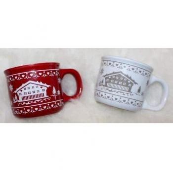 Ensemble de tasses expresso Chalet Rouge et Blanc