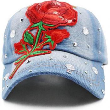 Gorra de Verano con Diseño Floral y Strass para Mujeres