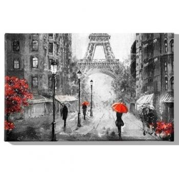 Stampa su Tela Multicolore Torre Eiffel 5 in Poliestere e Legno, 70x3x45 cm