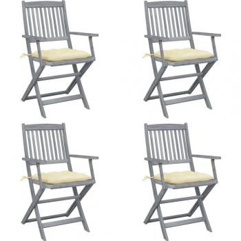 Acacia Flex: Set de 4 Sillas Plegables y Cojines