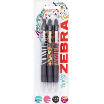 Zebra Z-Grip Retractable Animal Ballpoint Pen, 1.0mm, Black Ink, 3-Pack