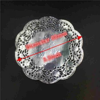 20pcs 3.5 Gold Silver Paper Lace Doilies for Cake Placemat