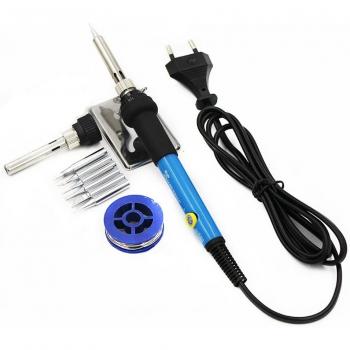 Dual Voltage Mini Soldering Iron, 60W Thermostatic, EU & US Plug, 6 Tips + Solder Wire Included