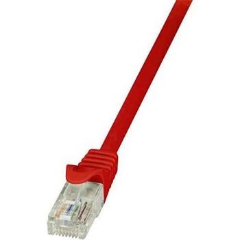 LogiLink CP1014U RJ45 Netzwerkkabel, Patchkabel CAT 5e U/UTP 25.00cm Rot mit Rastnasenschutz