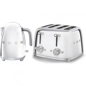 Metallic Sleek Smeg Kettle & Toaster Combo