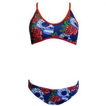 Bikini Turbo avec Motif Roses et Crânes