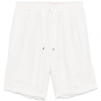 Mens White Linen Bermuda Shorts by Brunello Cucinelli – Size 52