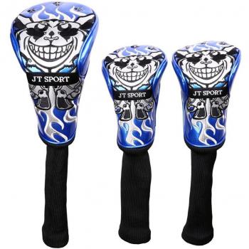 Pilote de Golf Fairway 1/3/5 – Couvre-cheval en cuir & tricot, tête brodée crâne