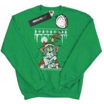 Tom And Jerry Felpa Uomo Natale Fair Isle Verde Boschetto
