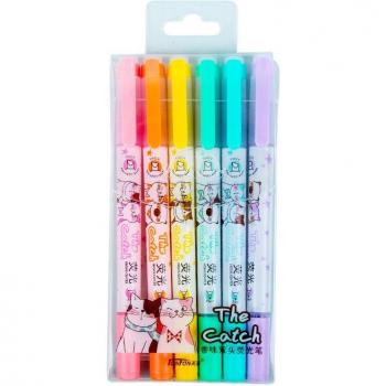6 Colors Cute Cat Dog Highlighter Markers
