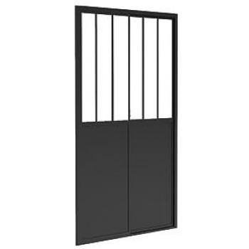 Puerta de ducha corredera negro mate estilo atelier 100 x 195 cm