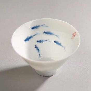 Large Capacity Blue and White Gaiwan Tea Cup