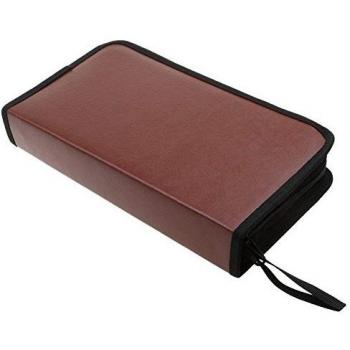 Sac de rangement pour CD, DVD, album et disque dur Gaoominy 80 disques avec fermeture éclair en cuir