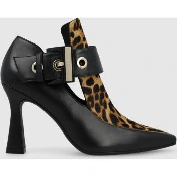 Botines de mujer Lodi con tacón combinados en piel y animal print