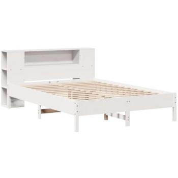 Lit à bibliothèque sans matelas, 120×190 cm, bois pin clair