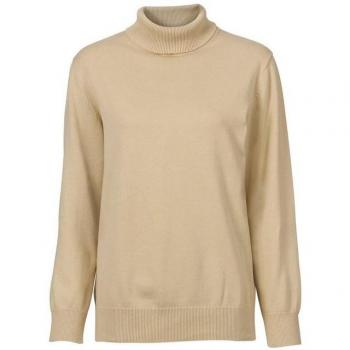 Figurumspielender Rollkragenpullover in Beige