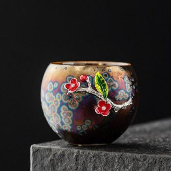 Tianmu Glaze Kiln Peacock Meditative Tea Mug