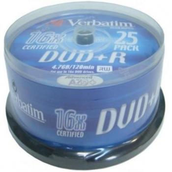 Verbatim 16x DVD+R Media 25-Pack