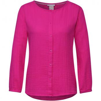 Street One Damen Musselin Bluse 3/4 Arm Rundhals Magnolia Pink
